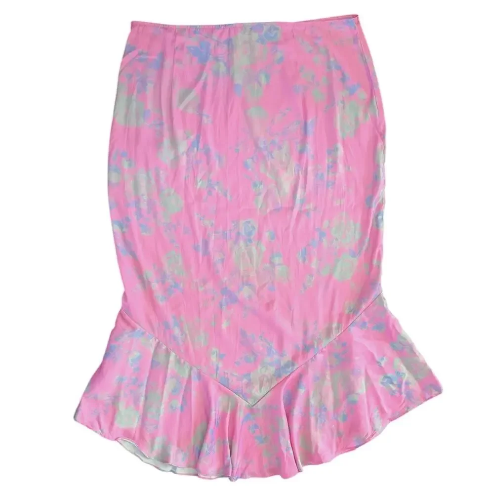 Free People Everything’s Rosie Midi Skirt Women's 15 Pink Combo Cottagecore NEW - Picture 2 of 7